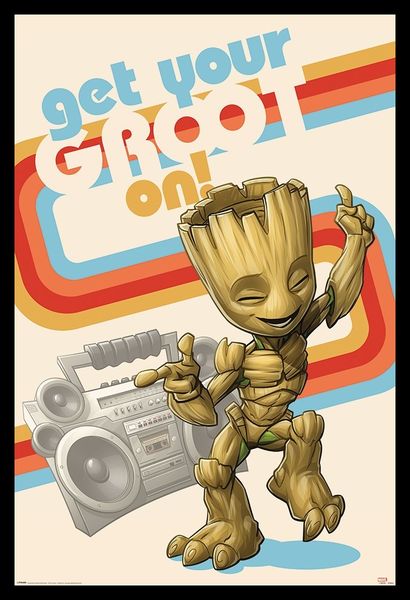 Guardians Of The Galaxy - Groot On Poster with Black Frame