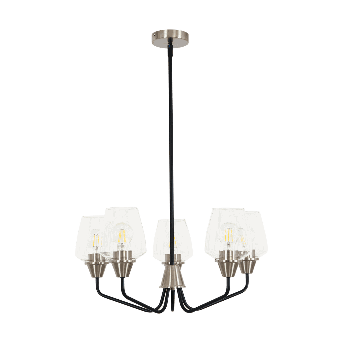 Zebbies Lighting Selina 5 Light Black and Satin Nickel Chandelier