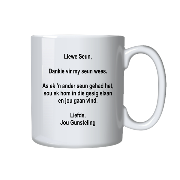 Gift for Son Dankie Vir Seun Wees Idea for Birthday Christmas Afrikaans Mug