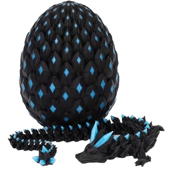 3d Printed Dragon Figure With Glow Egg, Movable Dragon Desktop Decor