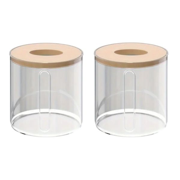 2-Pack Nordic Style Round Roll Paper Dispensers - Transparent Grey
