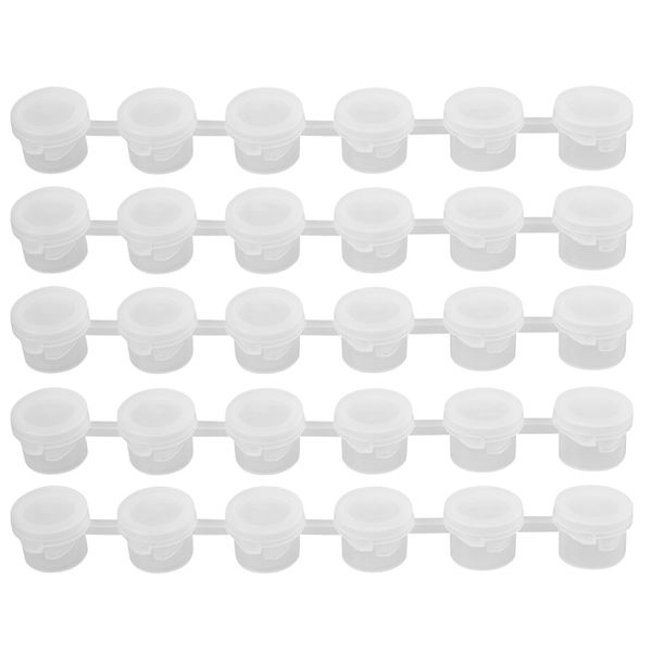 50 Strips Empty Paint Cup Pots Clear Storage Containers Mini Painting Pot