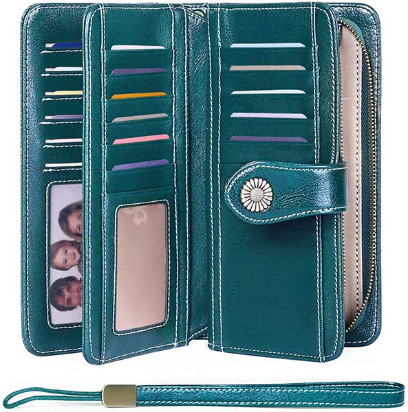 Womens Leather Credit Card Holder Wallet RFID Secure 24 Slots
