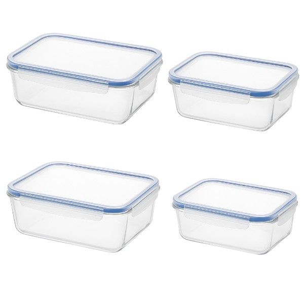 4 Piece - Space-Saving Storage Containers - Transparant