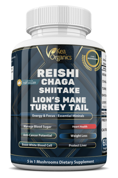 Kea Organics - REISHI,CHAGA,LION'S MANE,SHIITAKE,TURKEY TAIL - 60 Capsules