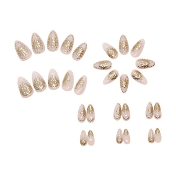 30 Piece - French Style Acrylic Nails with 3D Effect - Multicolor