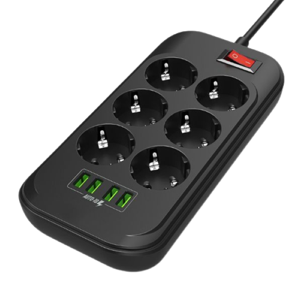 Kath On - Smart Portable Power Strip with 6 ports- 2500W