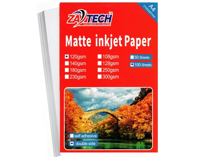 Zatech 2 Side Matte Inkjet Photo Paper 180GSM-50 Sheet