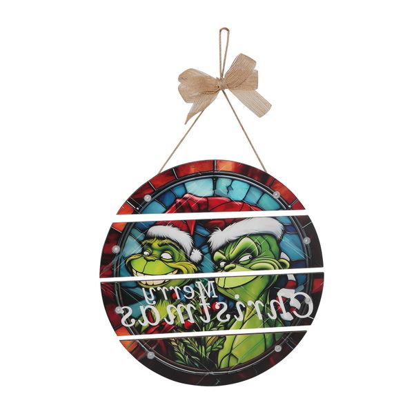 Round Grinch Christmas Wall Hanging Decor