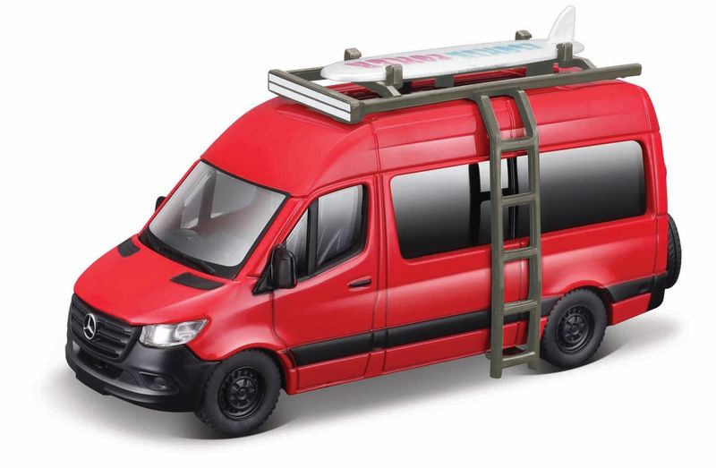 Maisto 4.5" Mercedes-Benz Sprinter Van w/Surfing Board - Red
