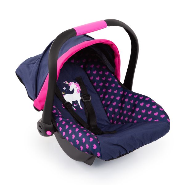 Bayer Deluxe Car Seat with Cannopy (Blue/Pink) Unicorn Hearts (37cm Tall)