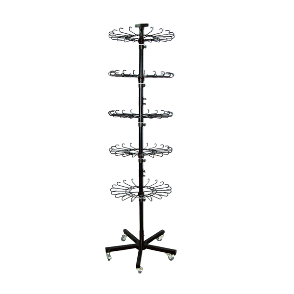 Durable 5-Tier Rotating Metal Floor Display:Heavy-Duty Hat &amp; Accessory Rack