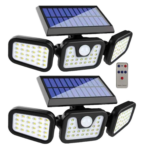 2 Pack Solar Outdoor Light IP65 Waterproof Remote Motion Sensor Auto On/Off