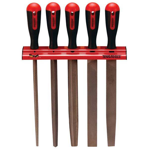 TengTools - 5 Piece 10inch (250mm) File Set with Wall Rack - WRFL05
