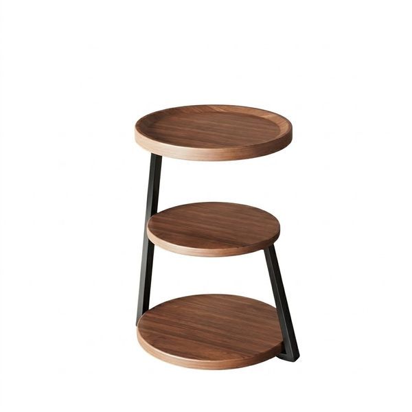 MFurn 3-Tier Round Side Table - Compact Storage Sofa &amp; Bedside Table