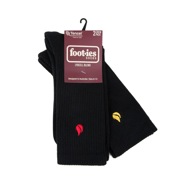 Foot-ies - Blaze 2-Pack Mens Sneaker Socks Crew - Black - M/L
