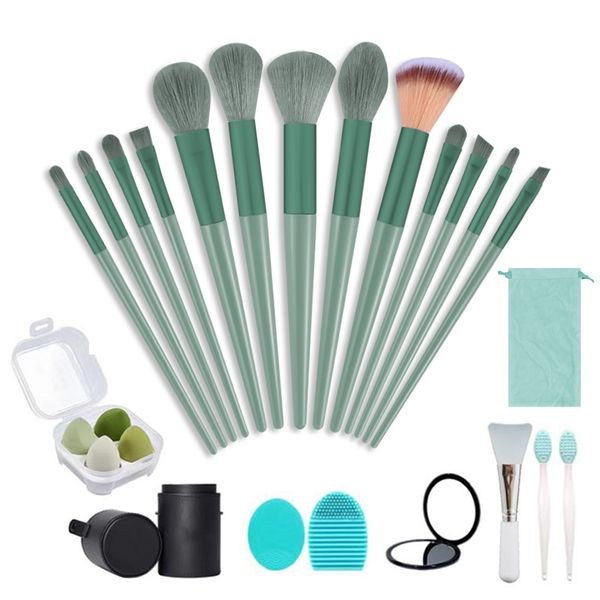 22 - Piece Makeup Brush Set With Sponges &amp; Skincare Tools - Soft Bristles