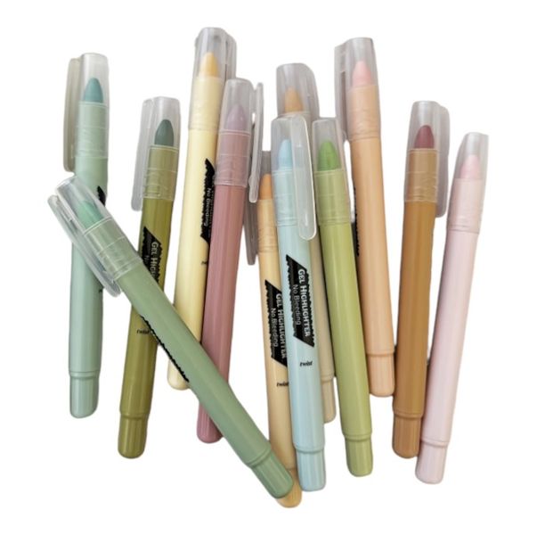 12 Piece - Pastel Gel Hgihlighter Pen Set - Multicolor