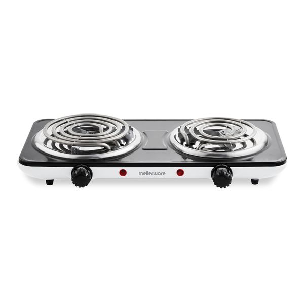 Mellerware Hotplate Double Powder Coat Black &amp; White Spiral Plate 2500W
