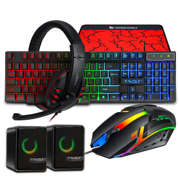 T-WOLF TF850 5in1 Gaming combo, keyboard, Mouse, Speakers, Pad &amp; Headset