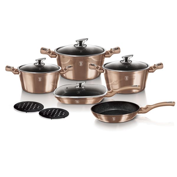 Berlinger Haus 11-Piece Marble Coating Cookware Set - Rose Gold