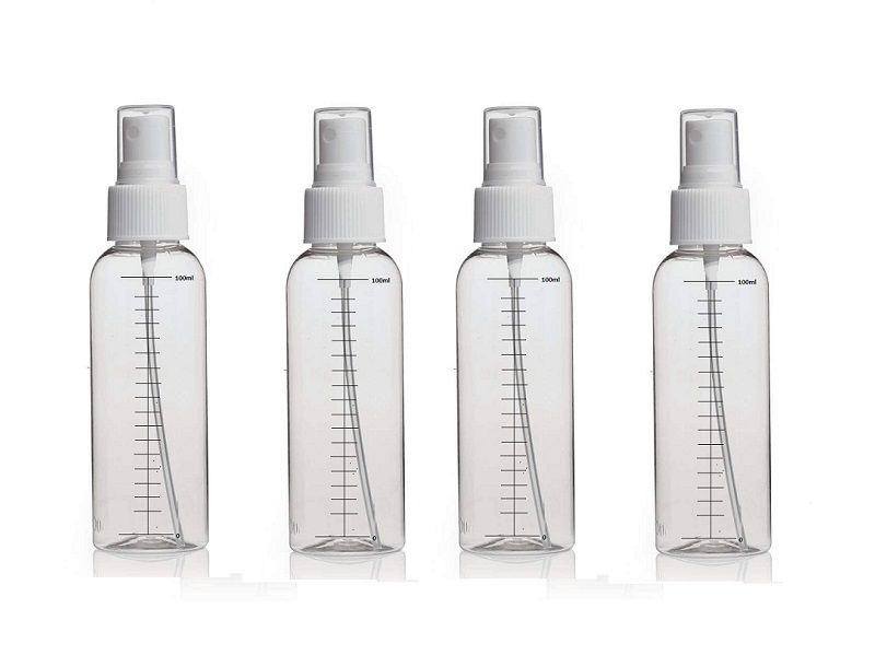 4 Pack Plastic Empty Refillable Travel Cosmetic Makeup 100ml Spray Bottles