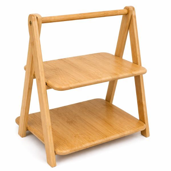 2 Tier Wooden Storage Rack Kitchen Shelf Countertop Organiser
