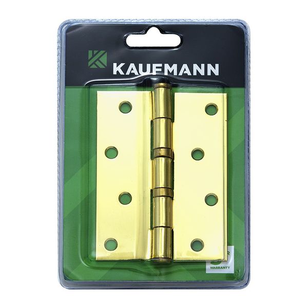 Kaufmann Butt Hinge Ball Bearing 100mm Brass Plated (Pair)