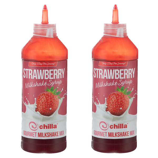 Chilla - Pack of 2 - Strawberry - Milk Shake Syrup 1lt -Smooth &amp; Delicious