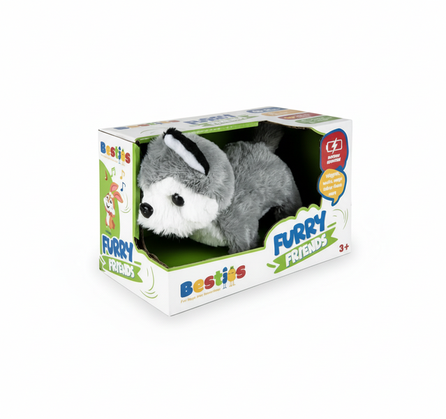 Fluffy Plush Dog Toy - 14 cm Interactive Walking Fun
