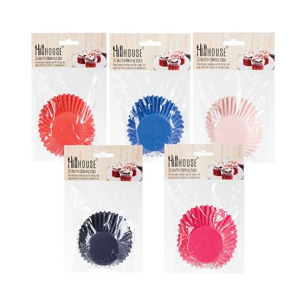 Bakeware Paper Baking Cups Pack of 75 Assorted Colours (5 Pack)