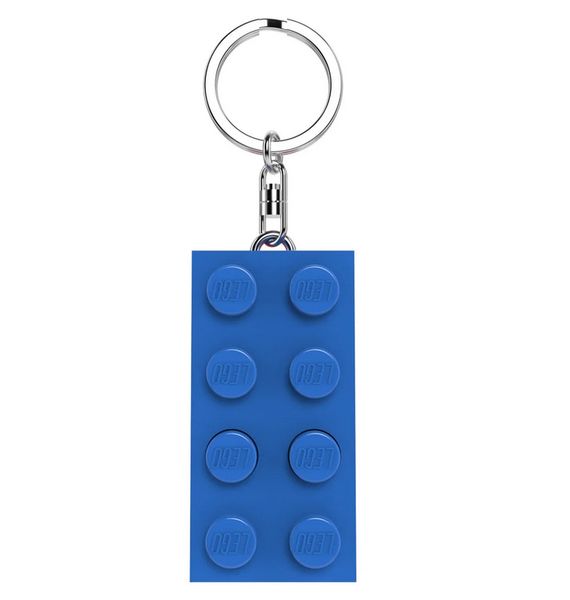 LEGO 2x4 Blue Brick Key Chain with LED Light - 5cm Long
