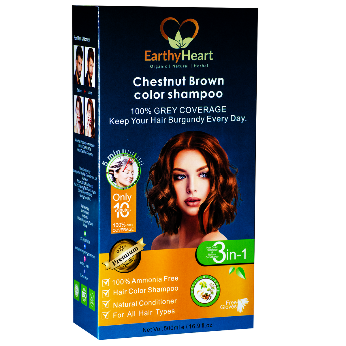EarthyHeart Instant Hair Dye Color Shampoo Chestnut Brown Shop Today