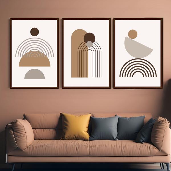Set of 3 Wall Art Decor Prints - A3 Size - Mid Century (Unframed)