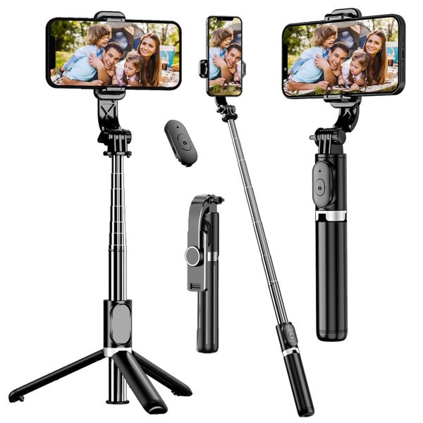 Extendable Phone Selfie Stick Tripod with Remote &amp; 360 Rotation