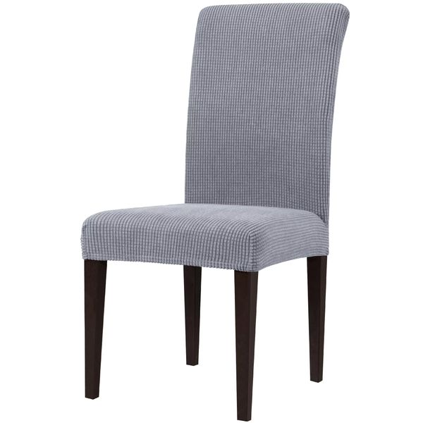 Dining Chair Cover Set of 6 - Stretch Textured Plaid Slipcover