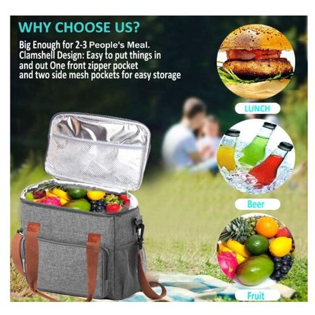 Insulated Leakproof Lunch Bag with Shoulder Strap and 3 Compartments Grey Shop Today. Get it Tomorrow takealot