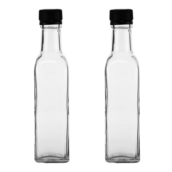 Oil &amp; Vinegar 250ml Clear Square Bottle With Lid - 2 Piece