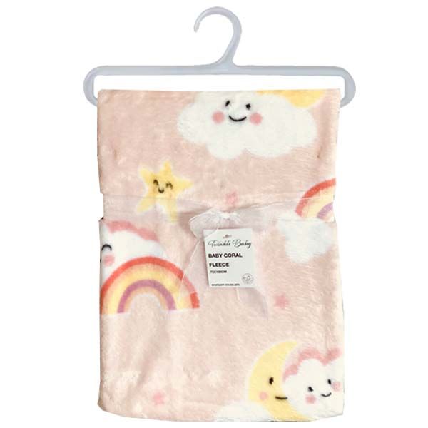 Baby Blanket Coral Fleece Rainbow Cloud - 75x100cm