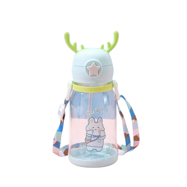 Kids Straw Cup 360ml with One-Touch Lid &amp; Strap - Leakproof
