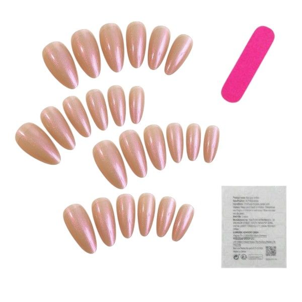 24 Piece - Punk Style Medium Almond Press-On Nails - Rose Gold