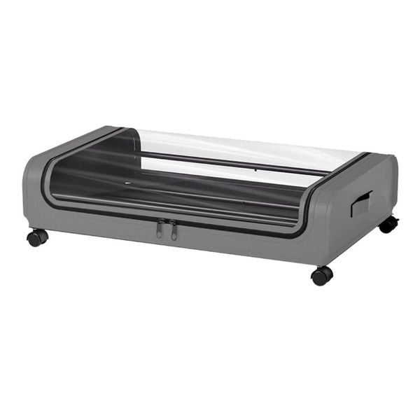 Under Bed Storage Boxes with Wheels and Transparent Lid - Grey