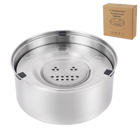TopikaPet-3L Stainless Steel No Spill Dog Water Bowl, Slow Feeder for Pets Image