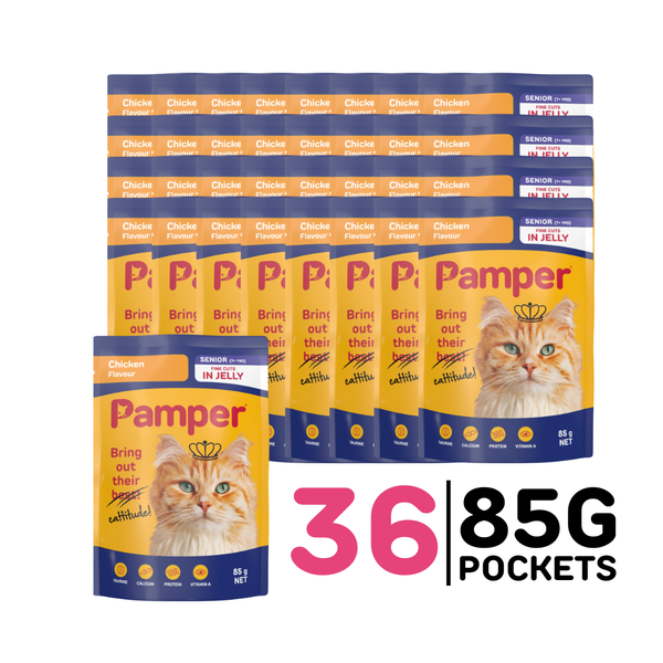 Pamper - Senior Wet Cat Food (36 x 85g) Chicken Flavour