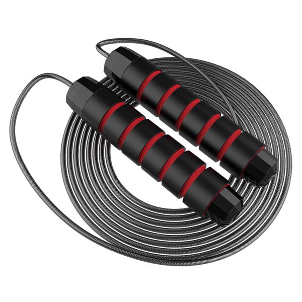 Weight-Bearing Steel Wire Skipping Rope - Black