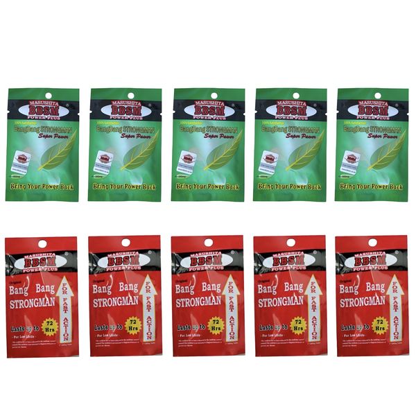 10 Pack Combo BBSM &amp; BangBang Strongman Super Power Tablets - (5 Each)
