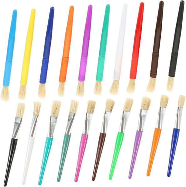 20pcs Watercolor Paint Brushes Set for Boys and Girls Plastic Handle Paint