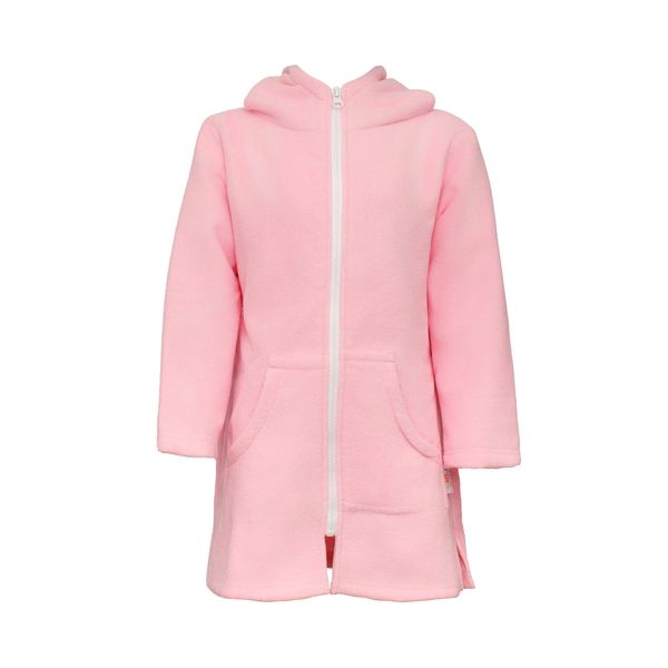 Kids Hooded Beach Towel, Full Zip, Long Sleeves Bright Pink