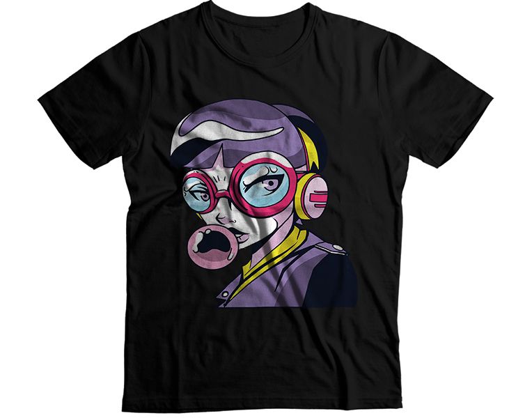 Goggle Girl Casual Graphic T-Shirt