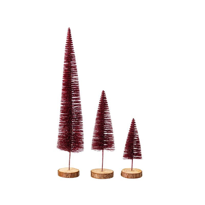 Nordic Scandinavian 3 Set Red Glitter Wire Christmas Tree Table Decoration